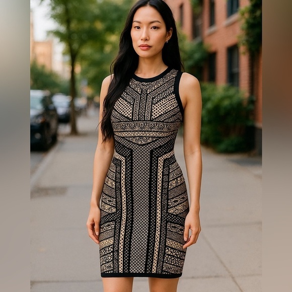 WOW couture Dresses & Skirts - WOW Couture Black and white Patterned Midi Dress small🛍Bundle sale🛍